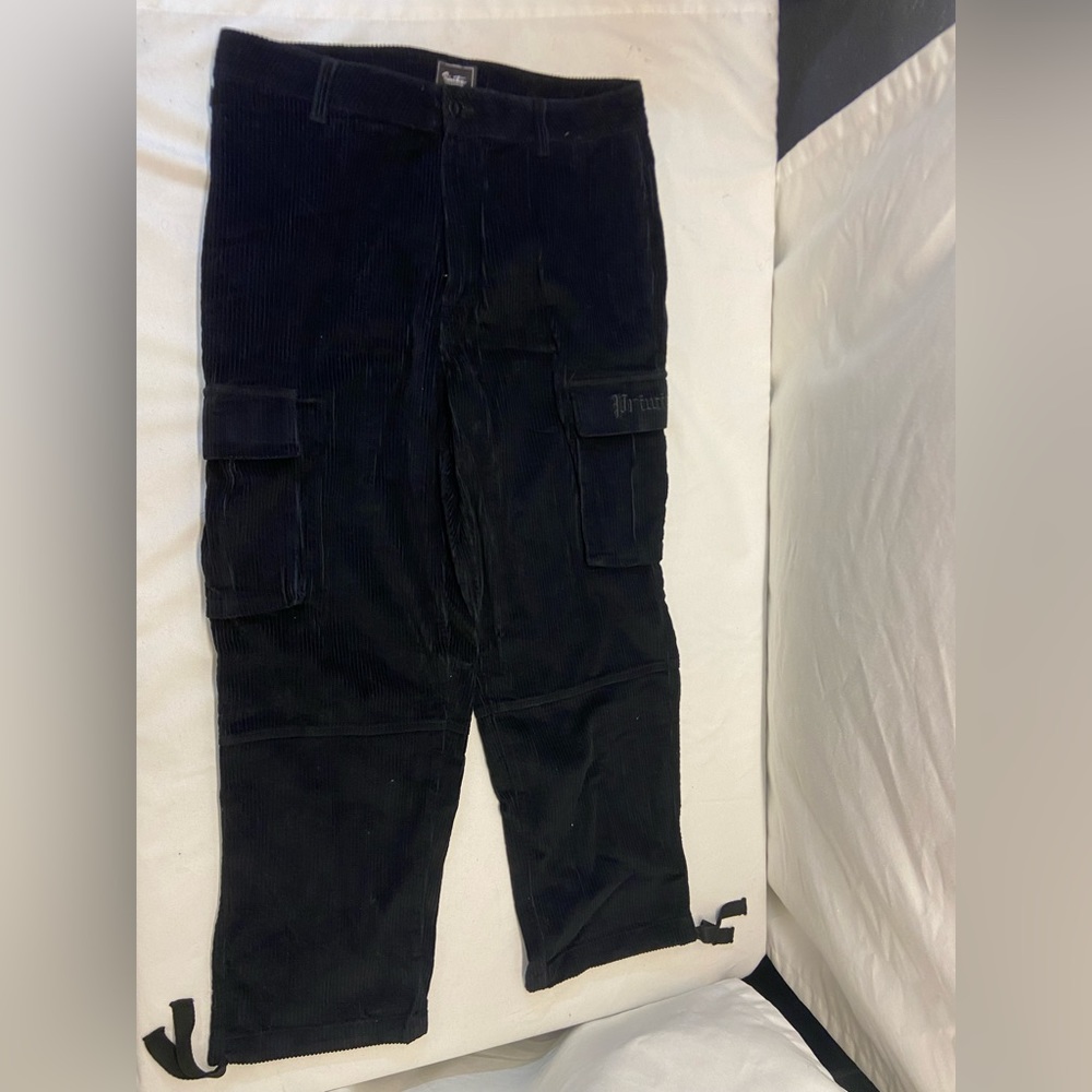 NWT Primitive black corduroy men’s skate cargo pants, size 34